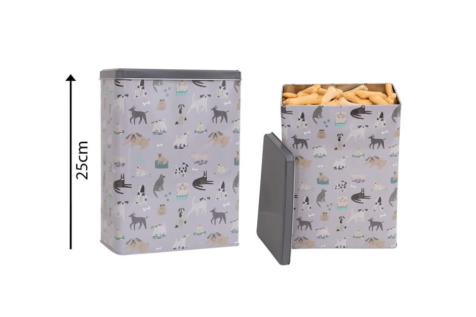 RECTANGLE PET TREAT TIN WITH LID 18X10CM
