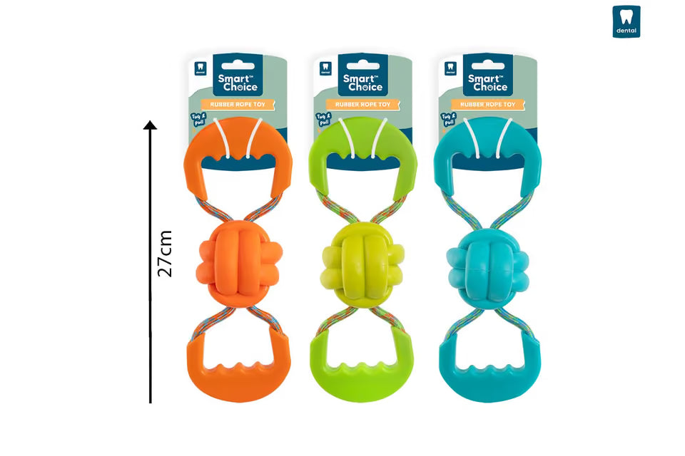 RUBBER & ROPE PULL DOG TOY