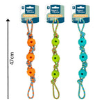 RUBBER & KNOTTED ROPE PULL DOG TOY