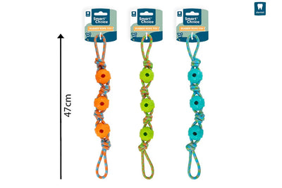 RUBBER & KNOTTED ROPE PULL DOG TOY
