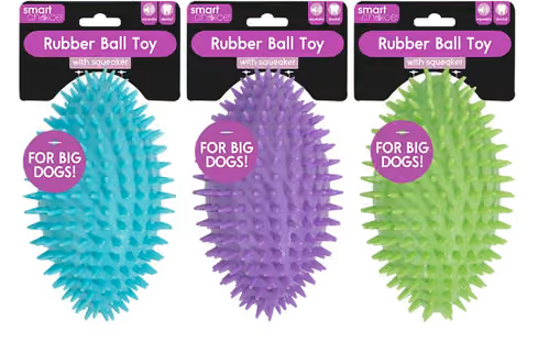 LARGE SQUEAKY RUBBER SPIKEY DOG TOY
