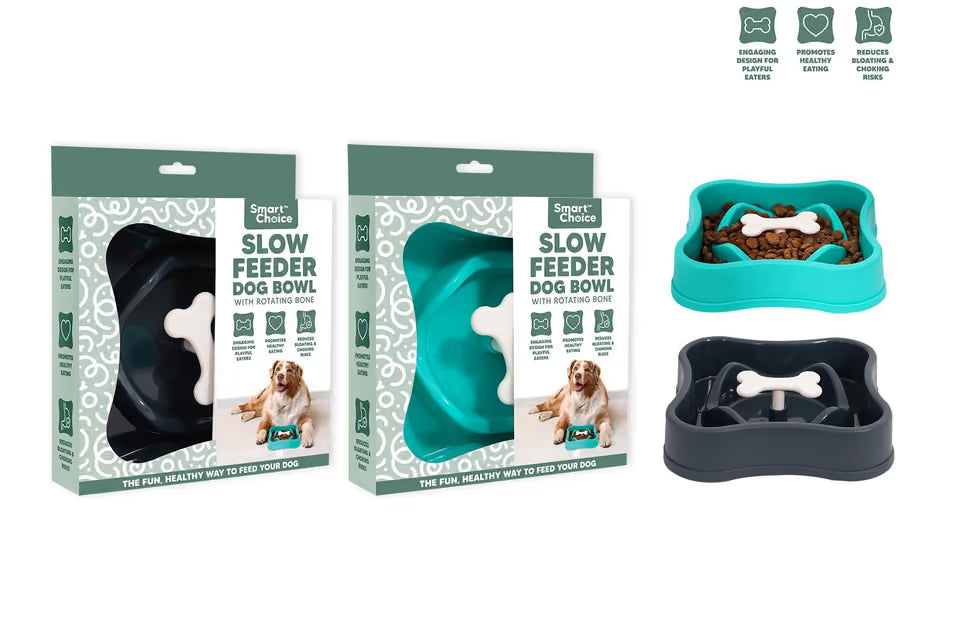 PLASTIC SLOW FEEDER BONE PET BOWL