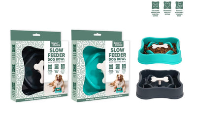 PLASTIC SLOW FEEDER BONE PET BOWL