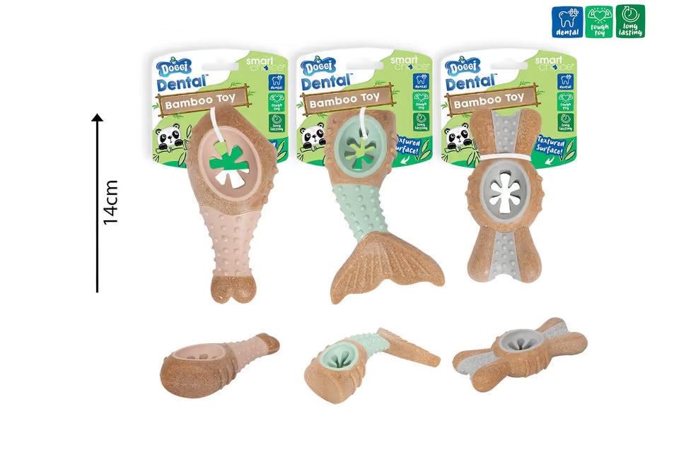 DENTAL BAMBOO & RUBBER DOG TOY