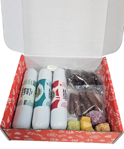 The Christmas pate sausages and yak puff bundle