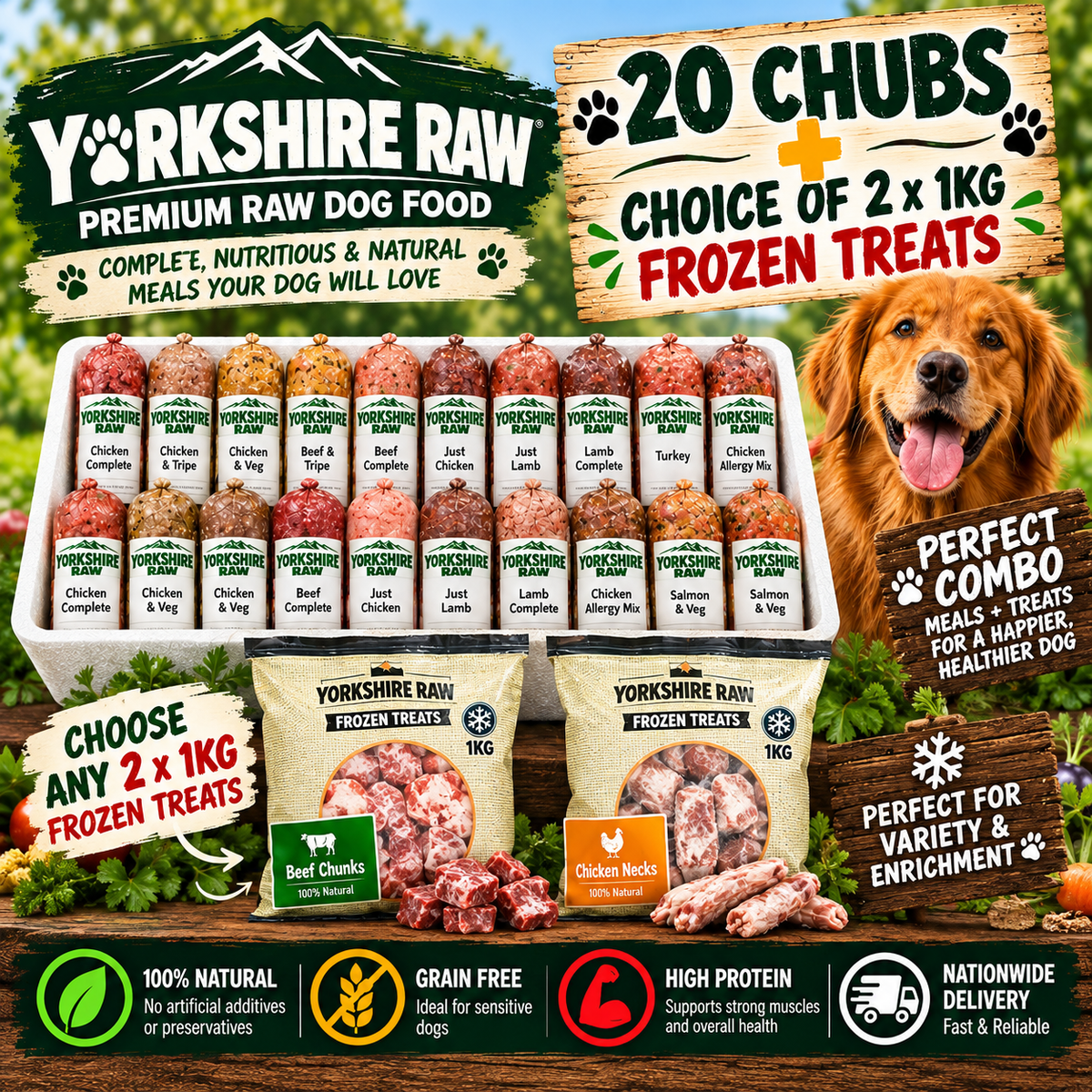 20 yorkshire raw + 2kg treats